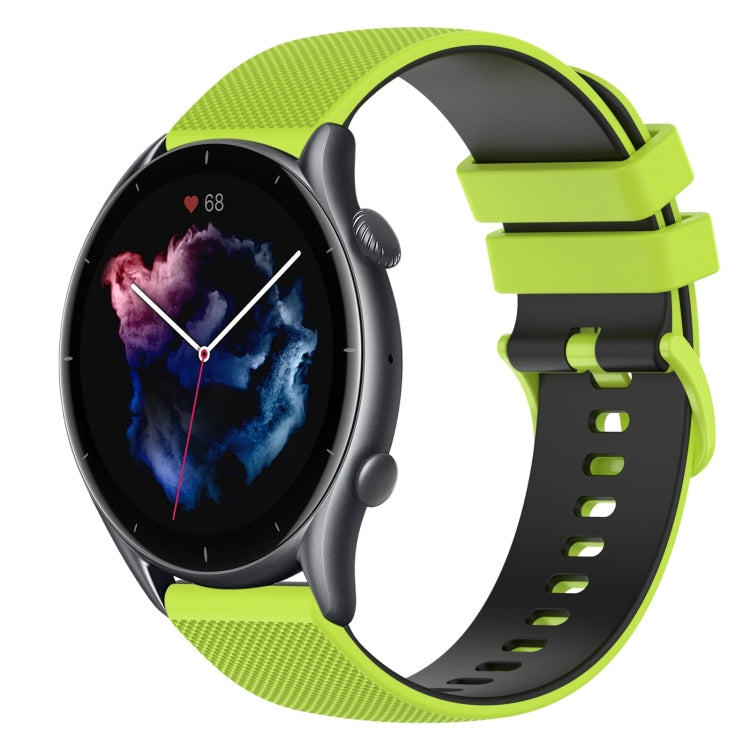 For Amazfit GTR 3 22mm Checkered Two-Color Silicone Watch Band