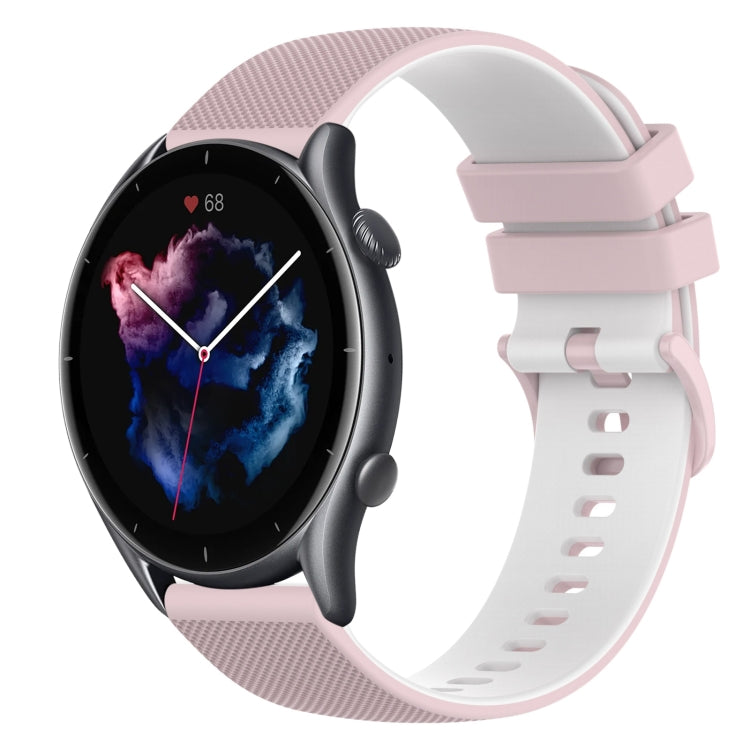 For Amazfit GTR 3 22mm Checkered Two-Color Silicone Watch Band