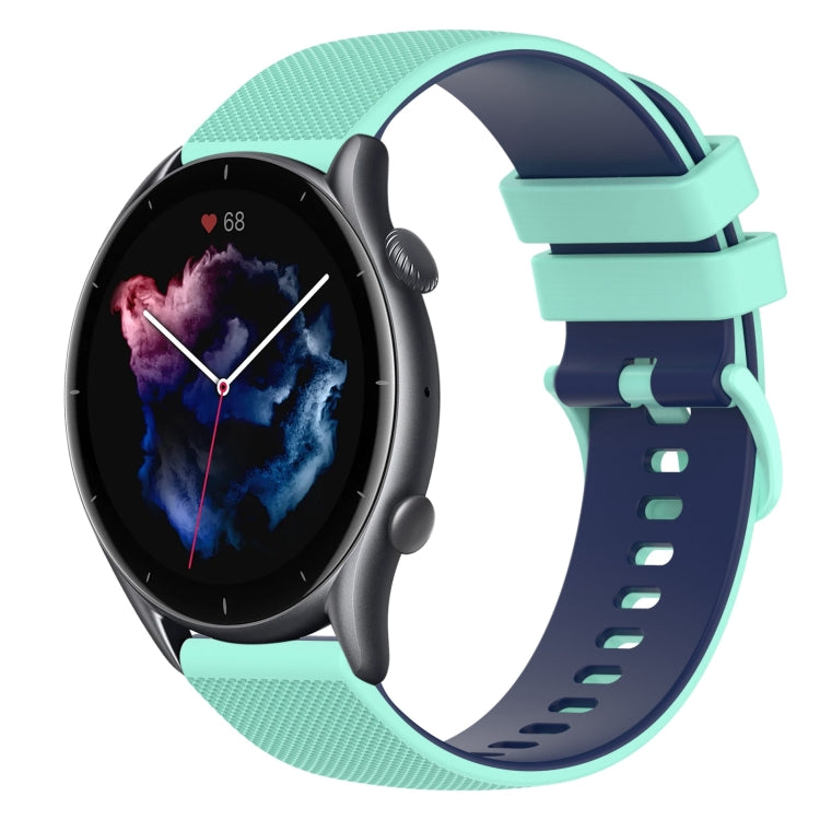 For Amazfit GTR 3 22mm Checkered Two-Color Silicone Watch Band