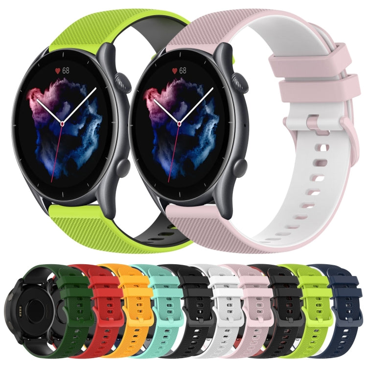 For Amazfit GTR 3 22mm Checkered Two-Color Silicone Watch Band