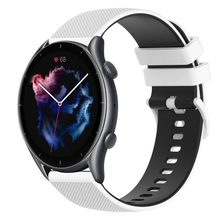 For Amazfit GTR 3 Pro 22mm Checkered Two-Color Silicone Watch Band