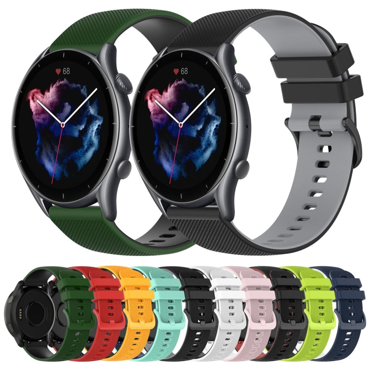For Amazfit GTR 3 Pro 22mm Checkered Two-Color Silicone Watch Band