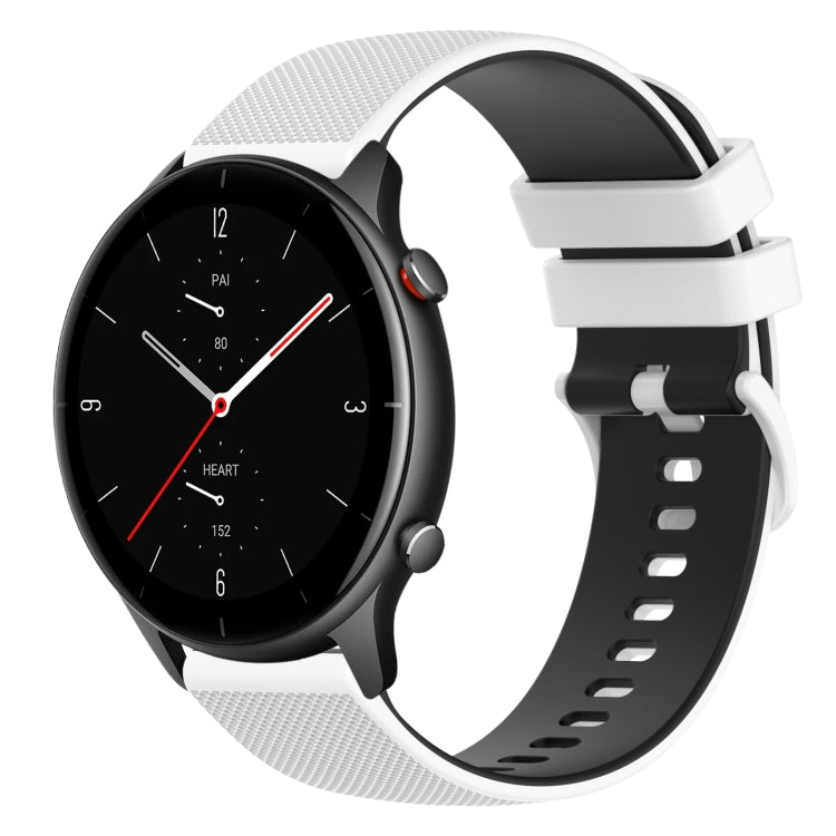 For Amazfit GTR 2e 22mm Checkered Two-Color Silicone Watch Band
