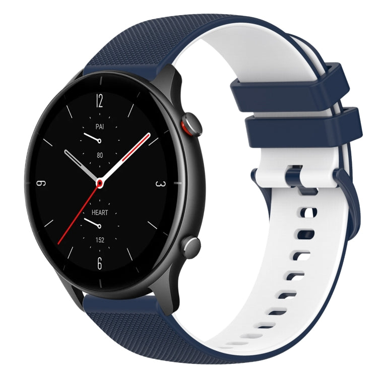 For Amazfit GTR 2e 22mm Checkered Two-Color Silicone Watch Band