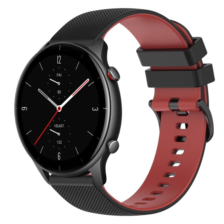 For Amazfit GTR 2e 22mm Checkered Two-Color Silicone Watch Band