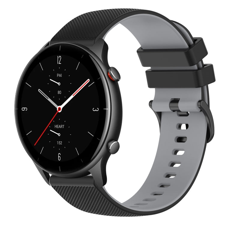 For Amazfit GTR 2e 22mm Checkered Two-Color Silicone Watch Band