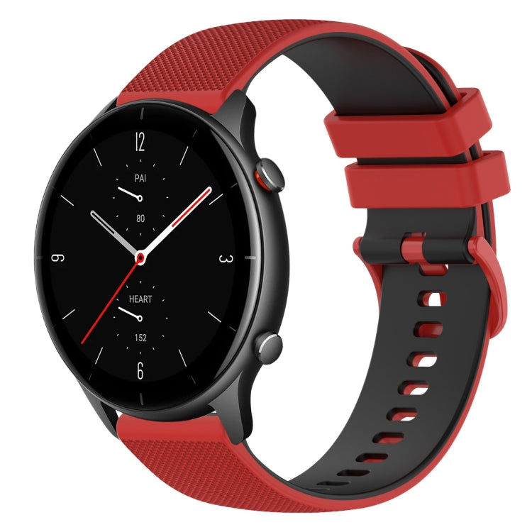 For Amazfit GTR 2e 22mm Checkered Two-Color Silicone Watch Band