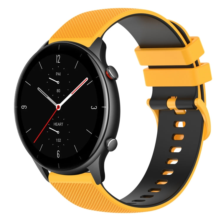 For Amazfit GTR 2e 22mm Checkered Two-Color Silicone Watch Band