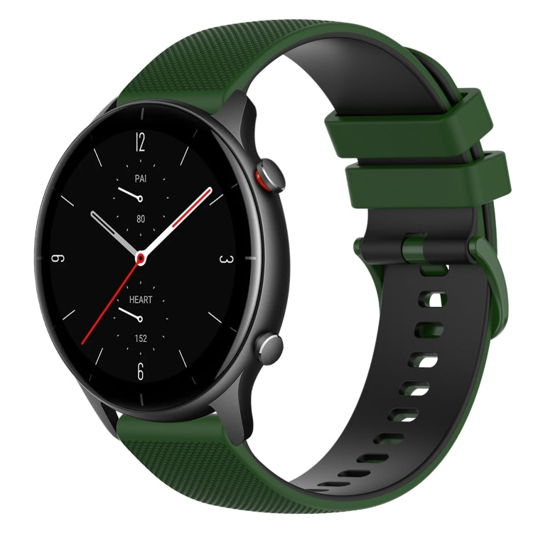 For Amazfit GTR 2e 22mm Checkered Two-Color Silicone Watch Band