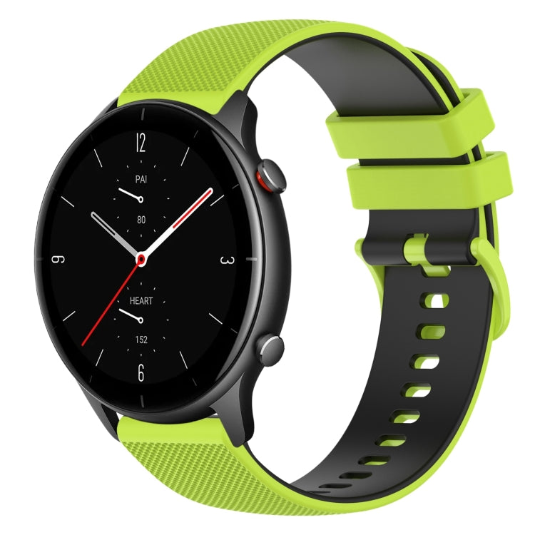 For Amazfit GTR 2e 22mm Checkered Two-Color Silicone Watch Band