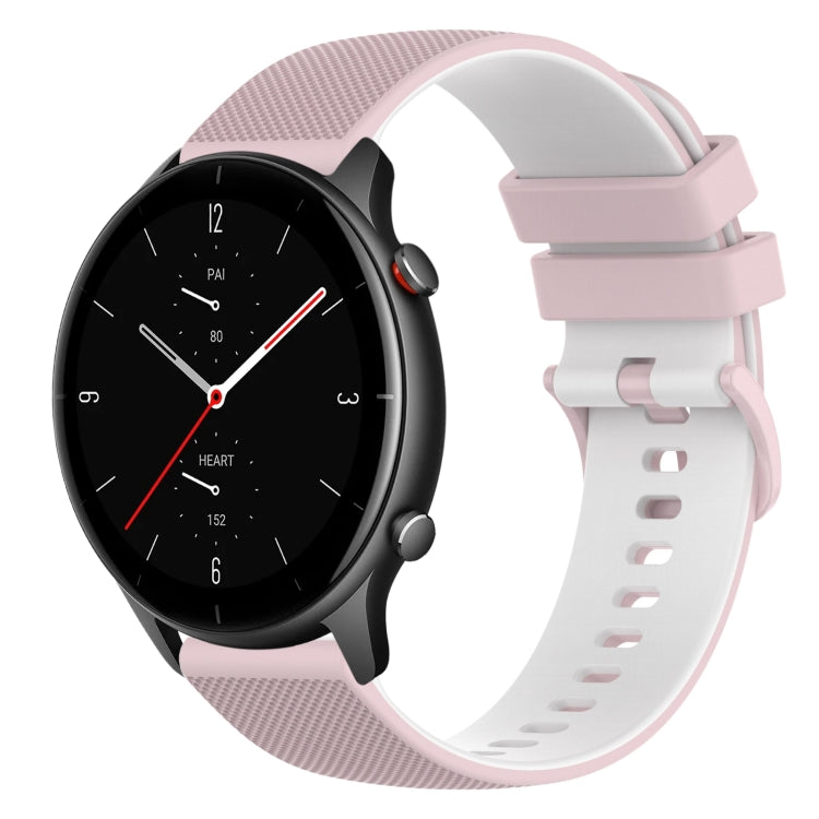 For Amazfit GTR 2e 22mm Checkered Two-Color Silicone Watch Band