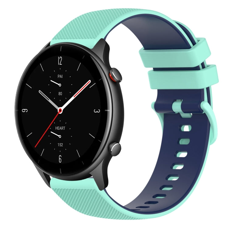 For Amazfit GTR 2e 22mm Checkered Two-Color Silicone Watch Band