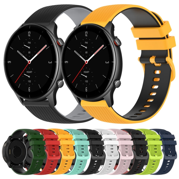 For Amazfit GTR 2e 22mm Checkered Two-Color Silicone Watch Band