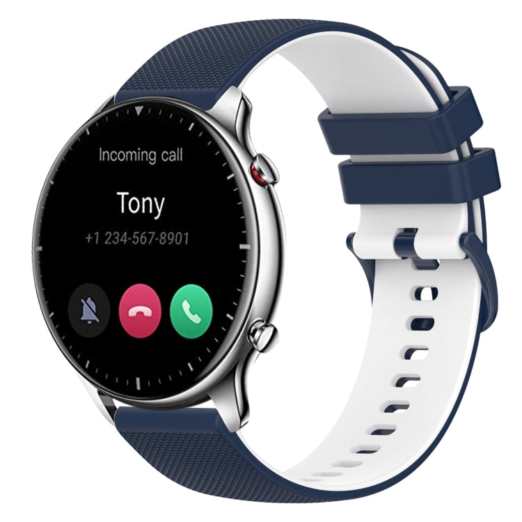 For Amazfit GTR 2 22mm Checkered Two-Color Silicone Watch Band