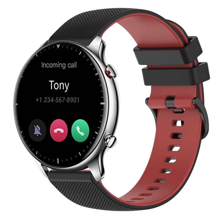 For Amazfit GTR 2 22mm Checkered Two-Color Silicone Watch Band