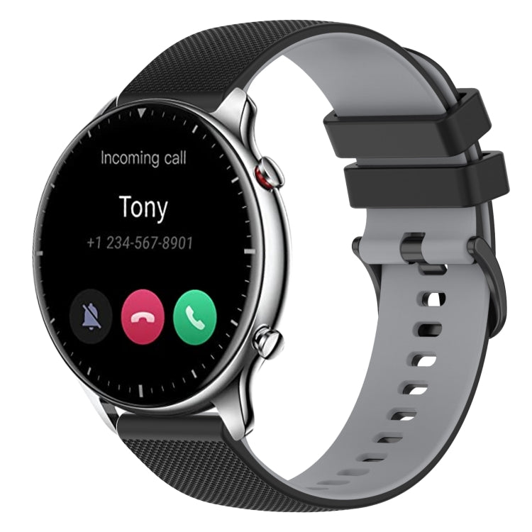 For Amazfit GTR 2 22mm Checkered Two-Color Silicone Watch Band