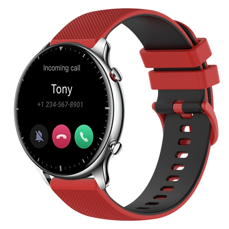 For Amazfit GTR 2 22mm Checkered Two-Color Silicone Watch Band