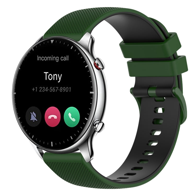 For Amazfit GTR 2 22mm Checkered Two-Color Silicone Watch Band