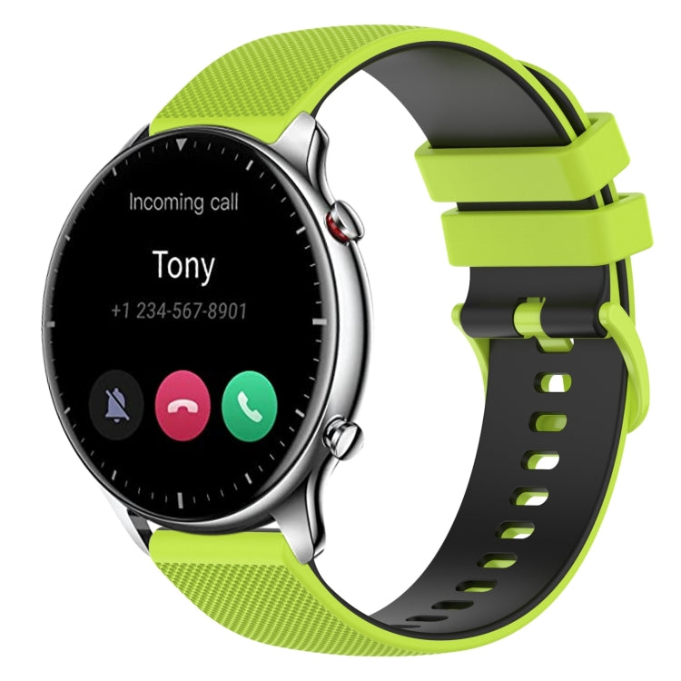 For Amazfit GTR 2 22mm Checkered Two-Color Silicone Watch Band