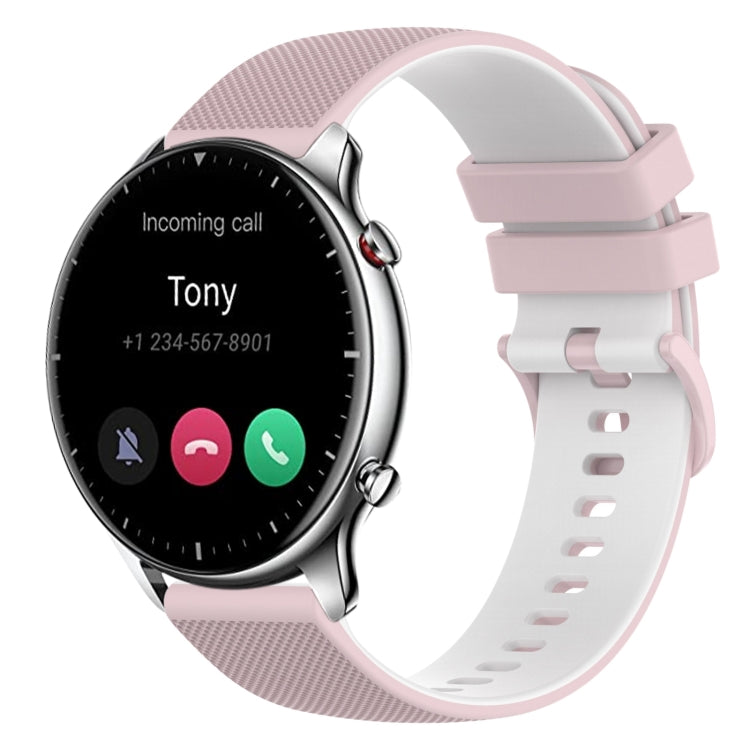 For Amazfit GTR 2 22mm Checkered Two-Color Silicone Watch Band