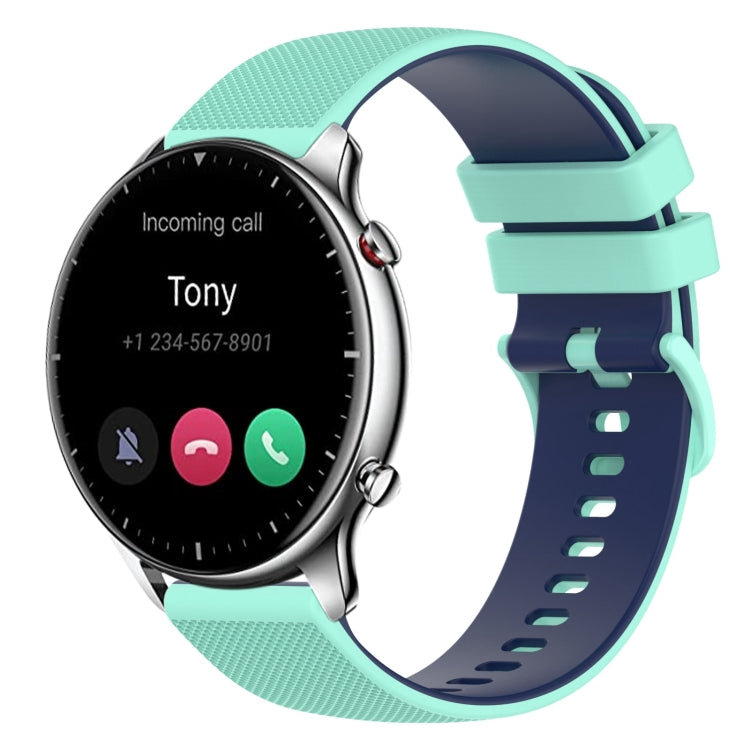 For Amazfit GTR 2 22mm Checkered Two-Color Silicone Watch Band