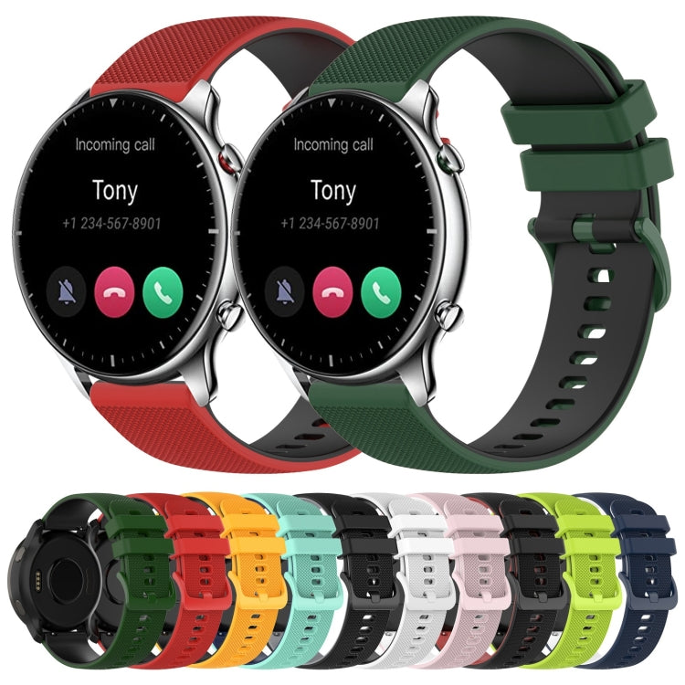 For Amazfit GTR 2 22mm Checkered Two-Color Silicone Watch Band