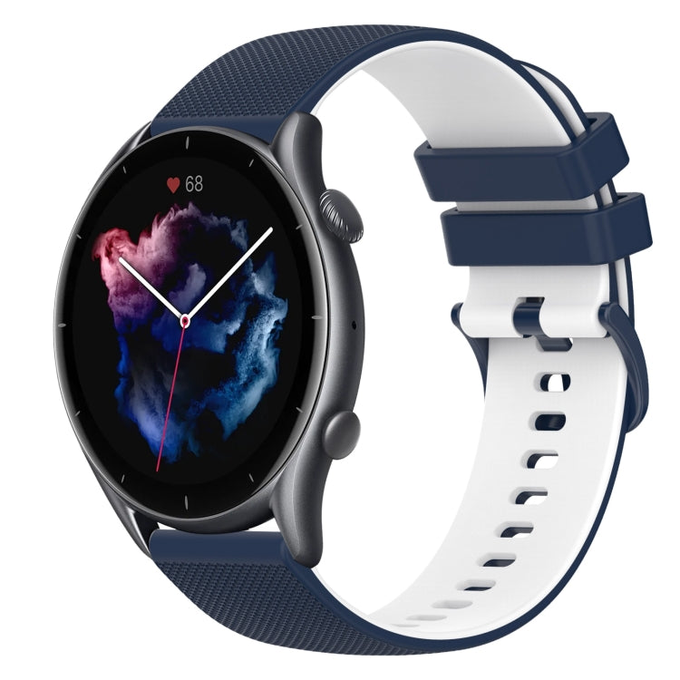 For Amazfit 3 22mm Checkered Two-Color Silicone Watch Band