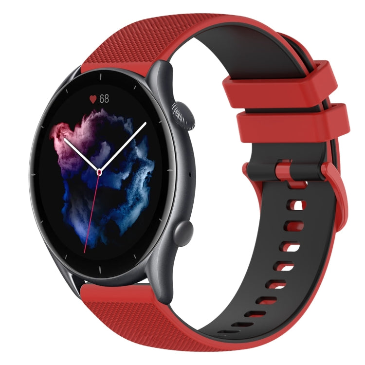 For Amazfit 3 22mm Checkered Two-Color Silicone Watch Band