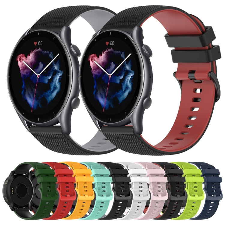 For Amazfit 3 22mm Checkered Two-Color Silicone Watch Band