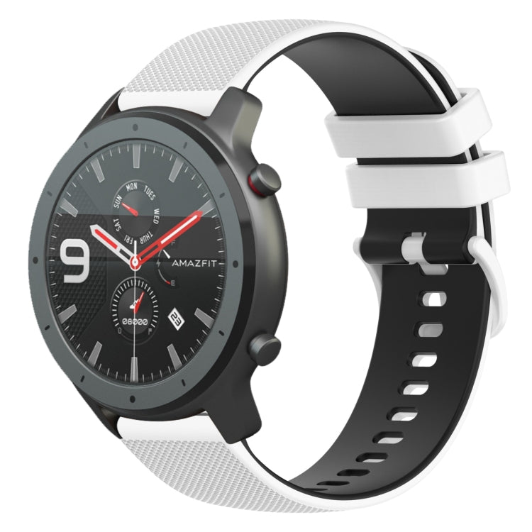 For Amazfit GTR 47mm 22mm Checkered Two-Color Silicone Watch Band