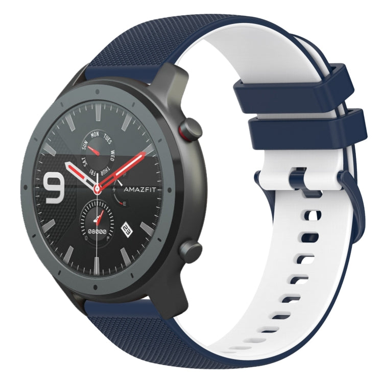 For Amazfit GTR 47mm 22mm Checkered Two-Color Silicone Watch Band