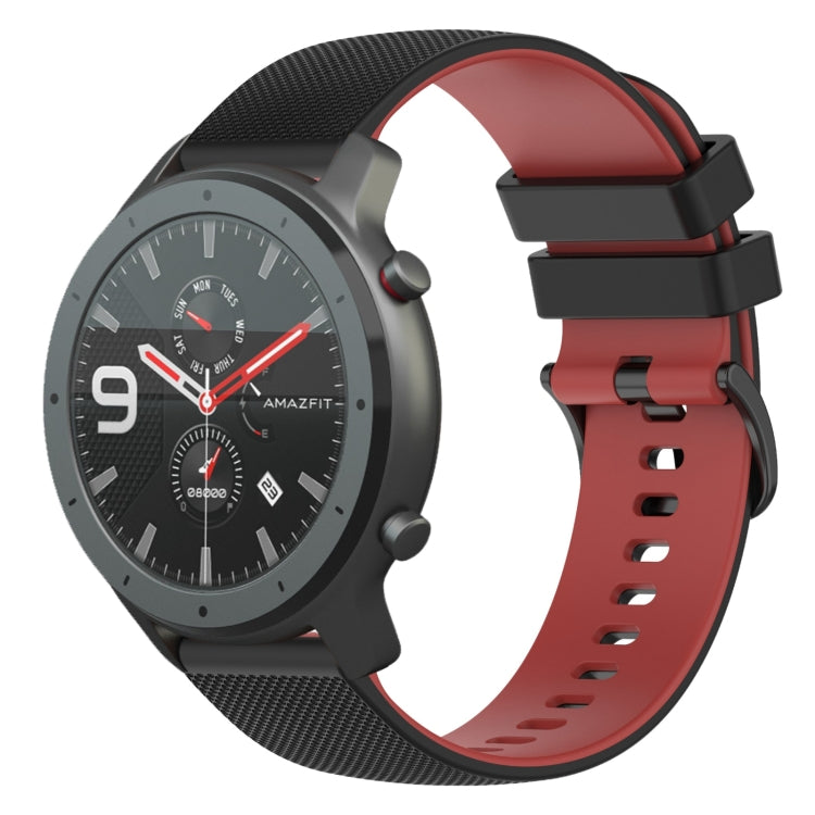 For Amazfit GTR 47mm 22mm Checkered Two-Color Silicone Watch Band