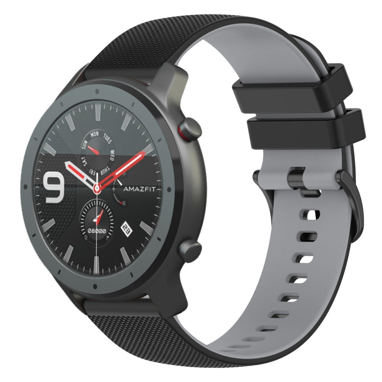 For Amazfit GTR 47mm 22mm Checkered Two-Color Silicone Watch Band