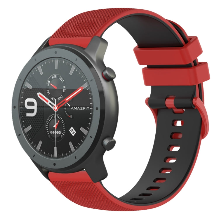 For Amazfit GTR 47mm 22mm Checkered Two-Color Silicone Watch Band