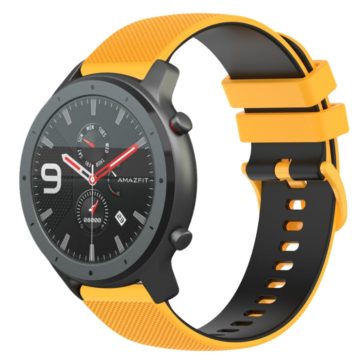 For Amazfit GTR 47mm 22mm Checkered Two-Color Silicone Watch Band