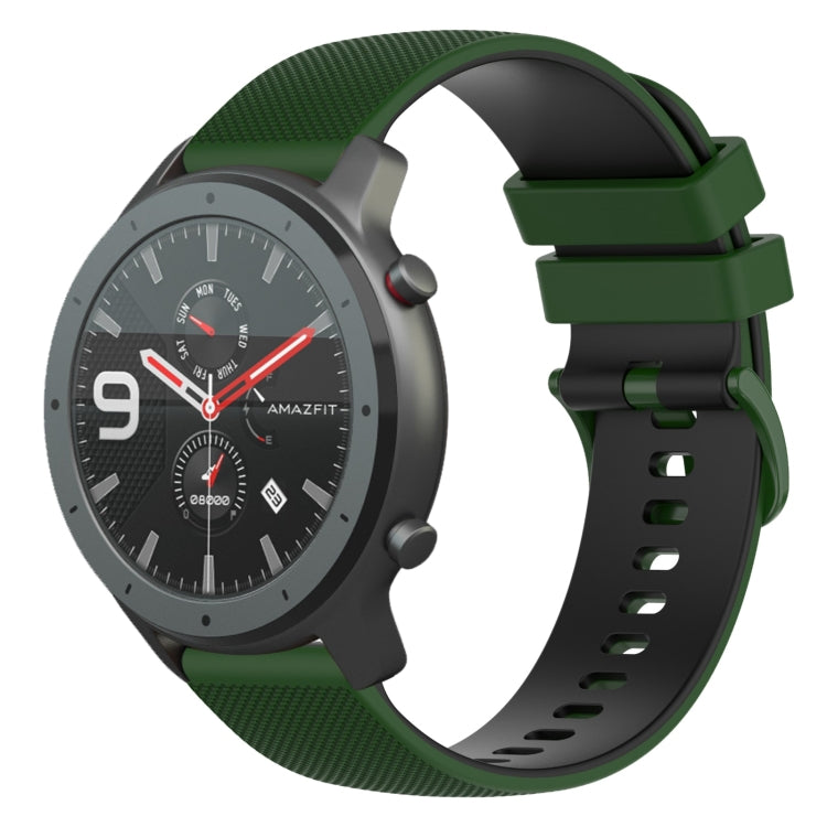 For Amazfit GTR 47mm 22mm Checkered Two-Color Silicone Watch Band