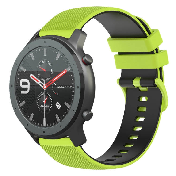 For Amazfit GTR 47mm 22mm Checkered Two-Color Silicone Watch Band