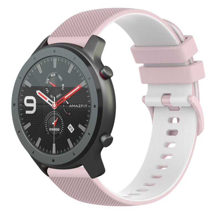 For Amazfit GTR 47mm 22mm Checkered Two-Color Silicone Watch Band