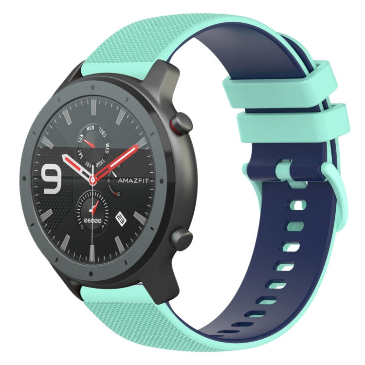 For Amazfit GTR 47mm 22mm Checkered Two-Color Silicone Watch Band