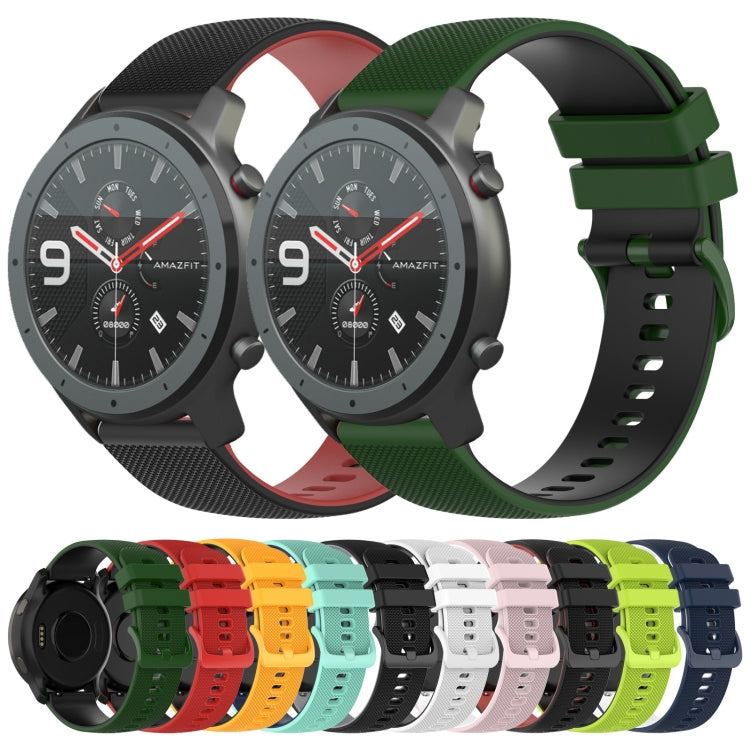 For Amazfit GTR 47mm 22mm Checkered Two-Color Silicone Watch Band