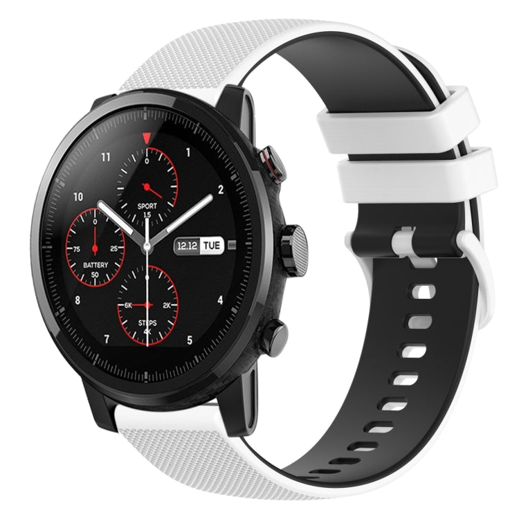 For Amazfit Stratos 22mm Checkered Two-Color Silicone Watch Band