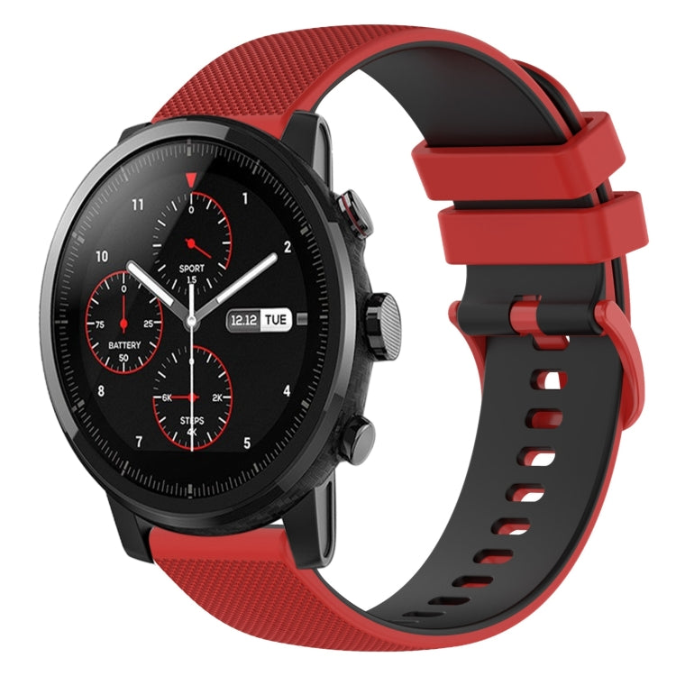 For Amazfit Stratos 22mm Checkered Two-Color Silicone Watch Band