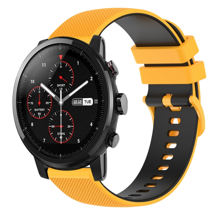For Amazfit Stratos 22mm Checkered Two-Color Silicone Watch Band