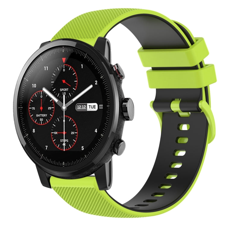 For Amazfit Stratos 22mm Checkered Two-Color Silicone Watch Band