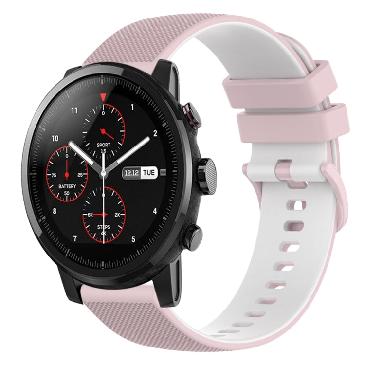 For Amazfit Stratos 22mm Checkered Two-Color Silicone Watch Band
