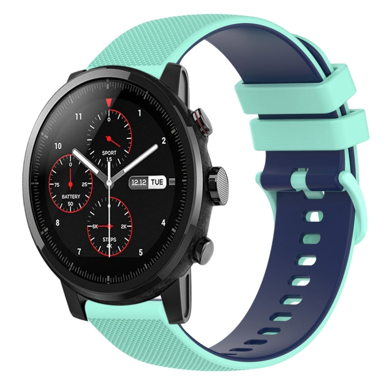 For Amazfit Stratos 22mm Checkered Two-Color Silicone Watch Band