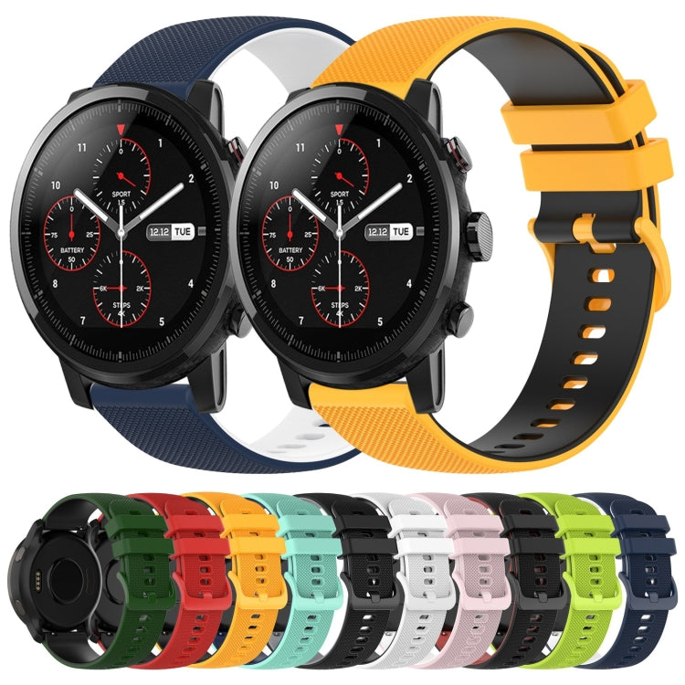 For Amazfit Stratos 22mm Checkered Two-Color Silicone Watch Band