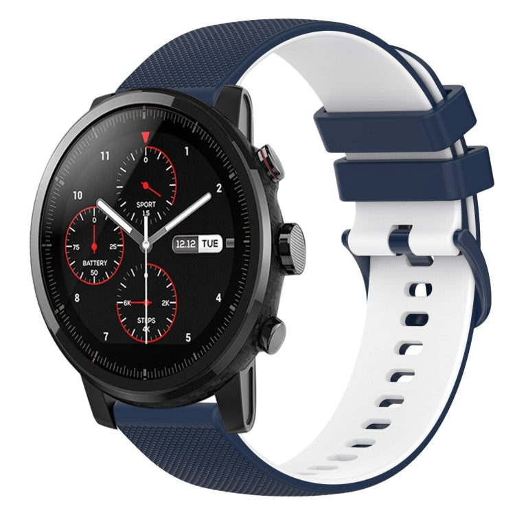 For Amazfit 2 Stratos 22mm Checkered Two-Color Silicone Watch Band