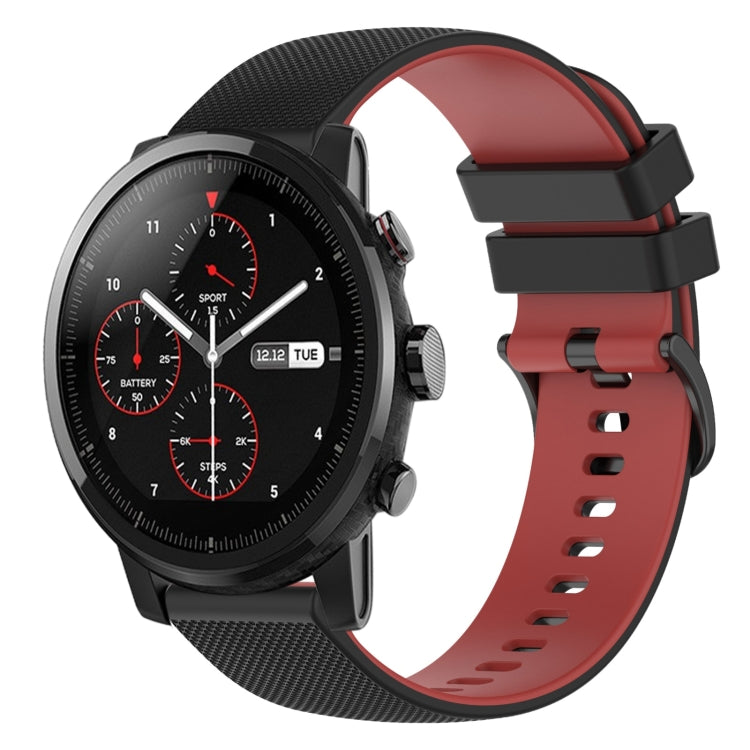 For Amazfit 2 Stratos 22mm Checkered Two-Color Silicone Watch Band