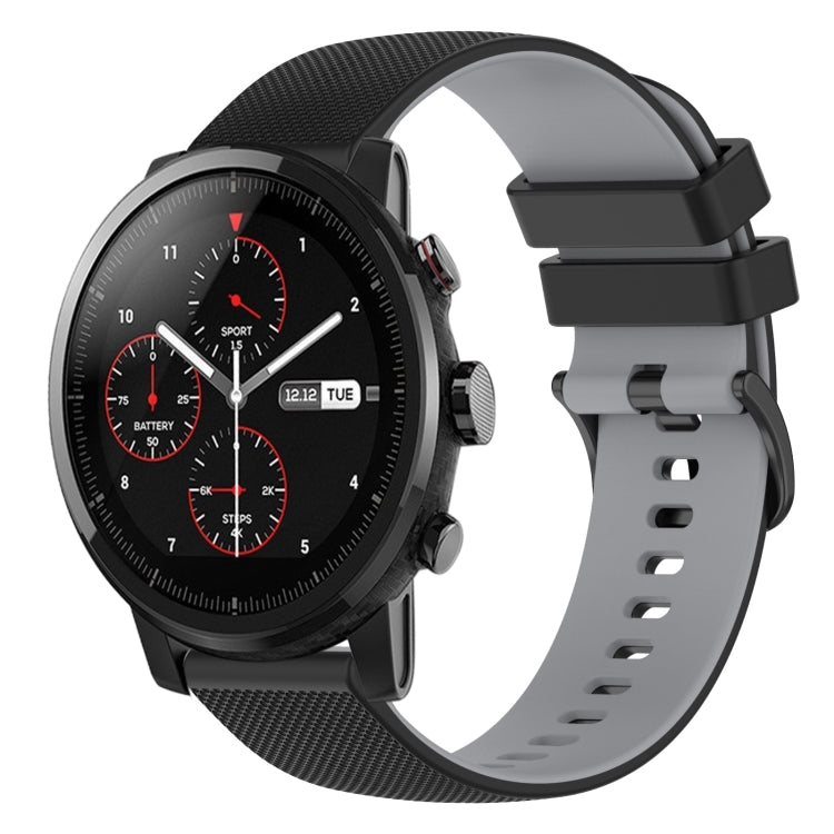 For Amazfit 2 Stratos 22mm Checkered Two-Color Silicone Watch Band